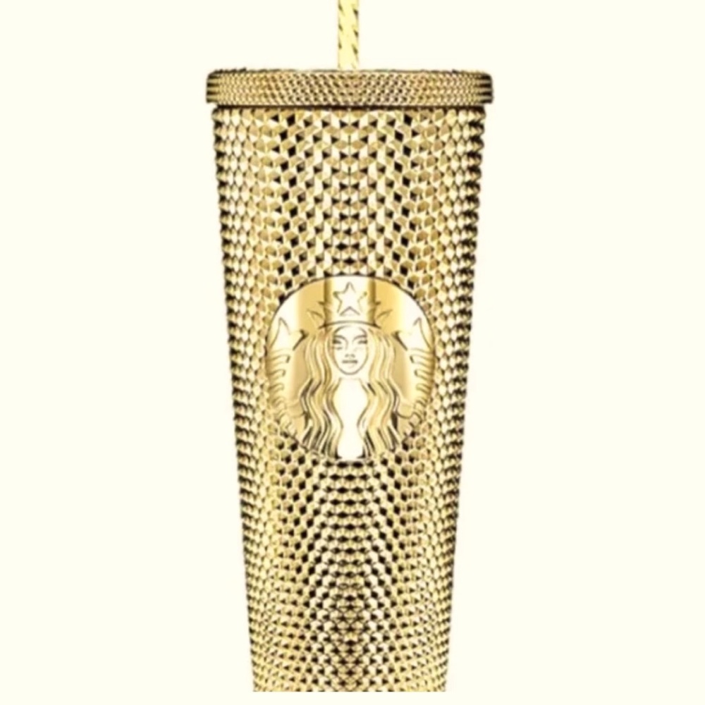 New Starbucks Christmas 2022 Gold Venti Studded  Diamond Tumbler 24oz Cold Cup